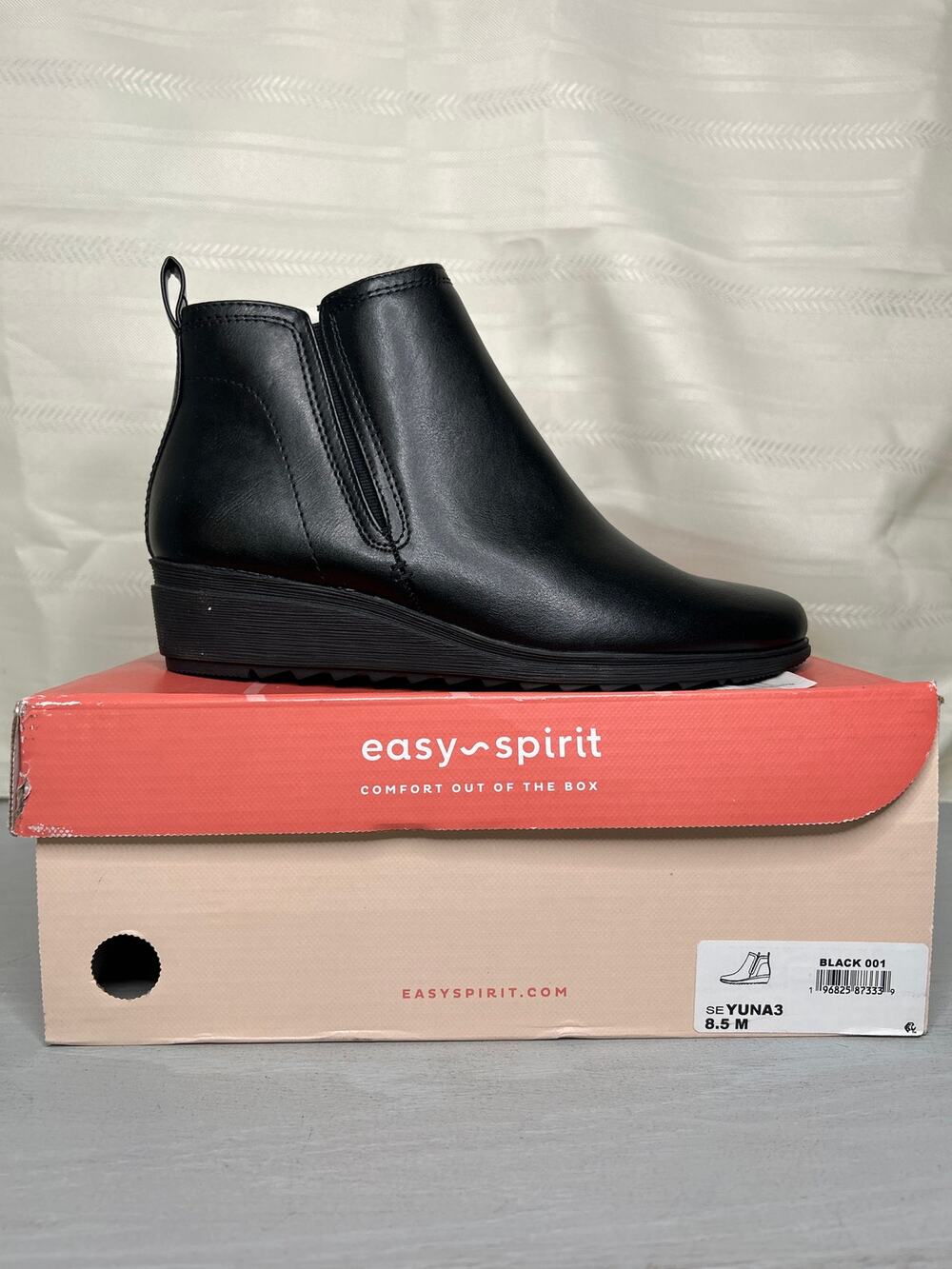 Easy Spirit Yuna Round Toe Wedge Booties Black Womens Size 8.5M